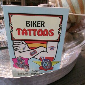 Vtg Dover Temporary Tattoo Mini Book - BIKER TATTOOS BRUCE LAFONTAINE NEW UNUSED